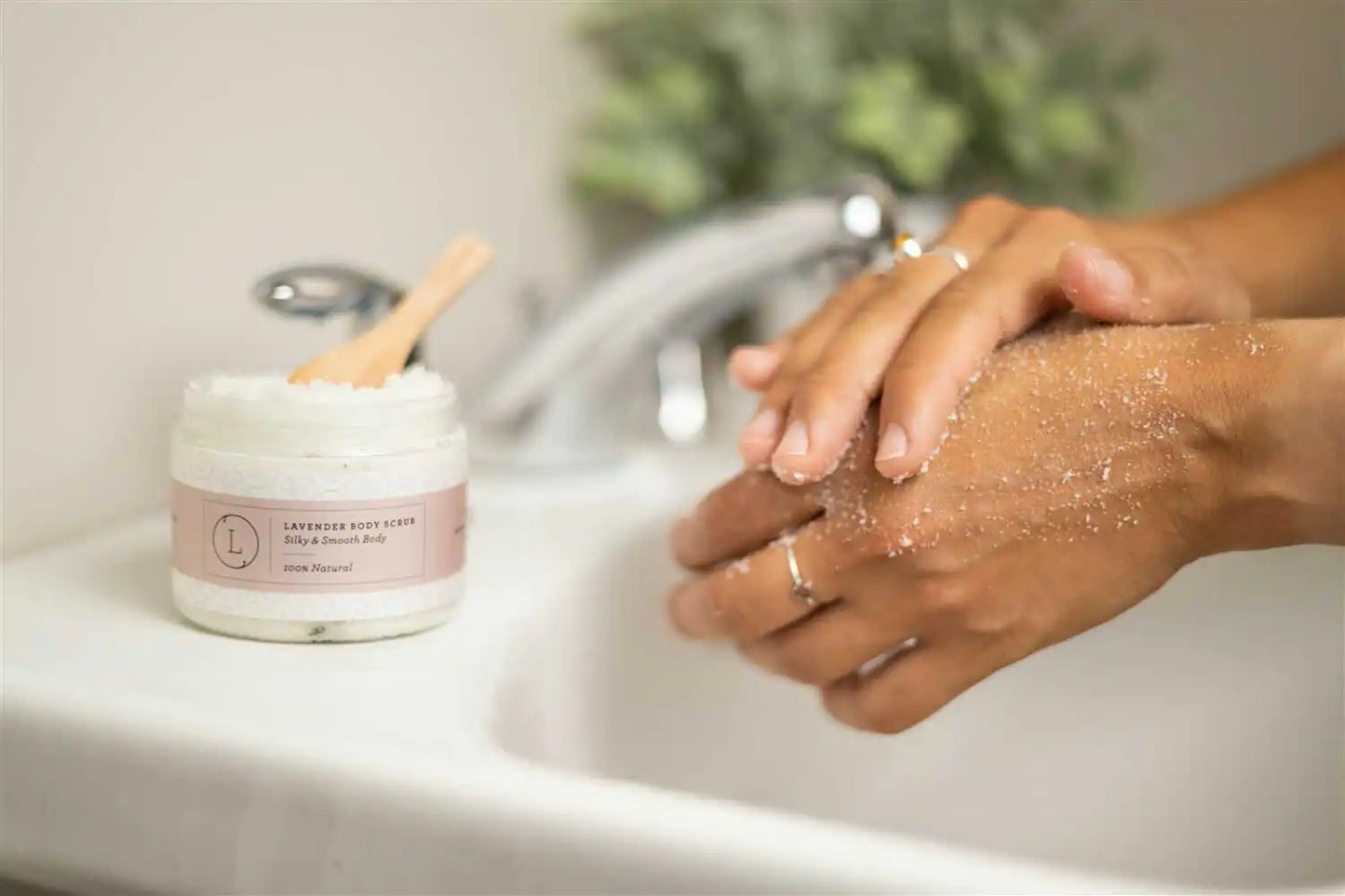 Lavender Body Scrub with CBD, Natural Body Salt Scrub