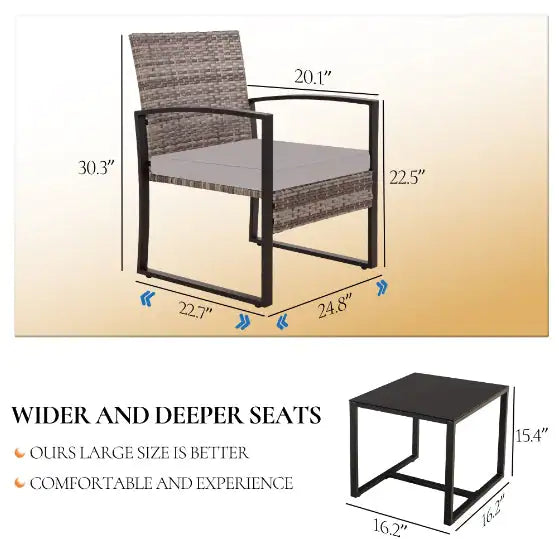 Rattan outdoor furniture set - 3 Piece 