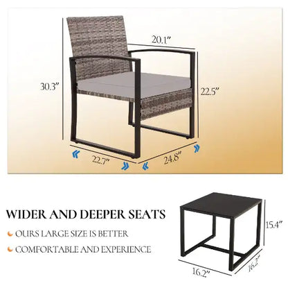 Rattan outdoor furniture set - 3 Piece 