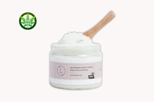 Lavender Body Scrub with CBD, Natural Body Salt Scrub