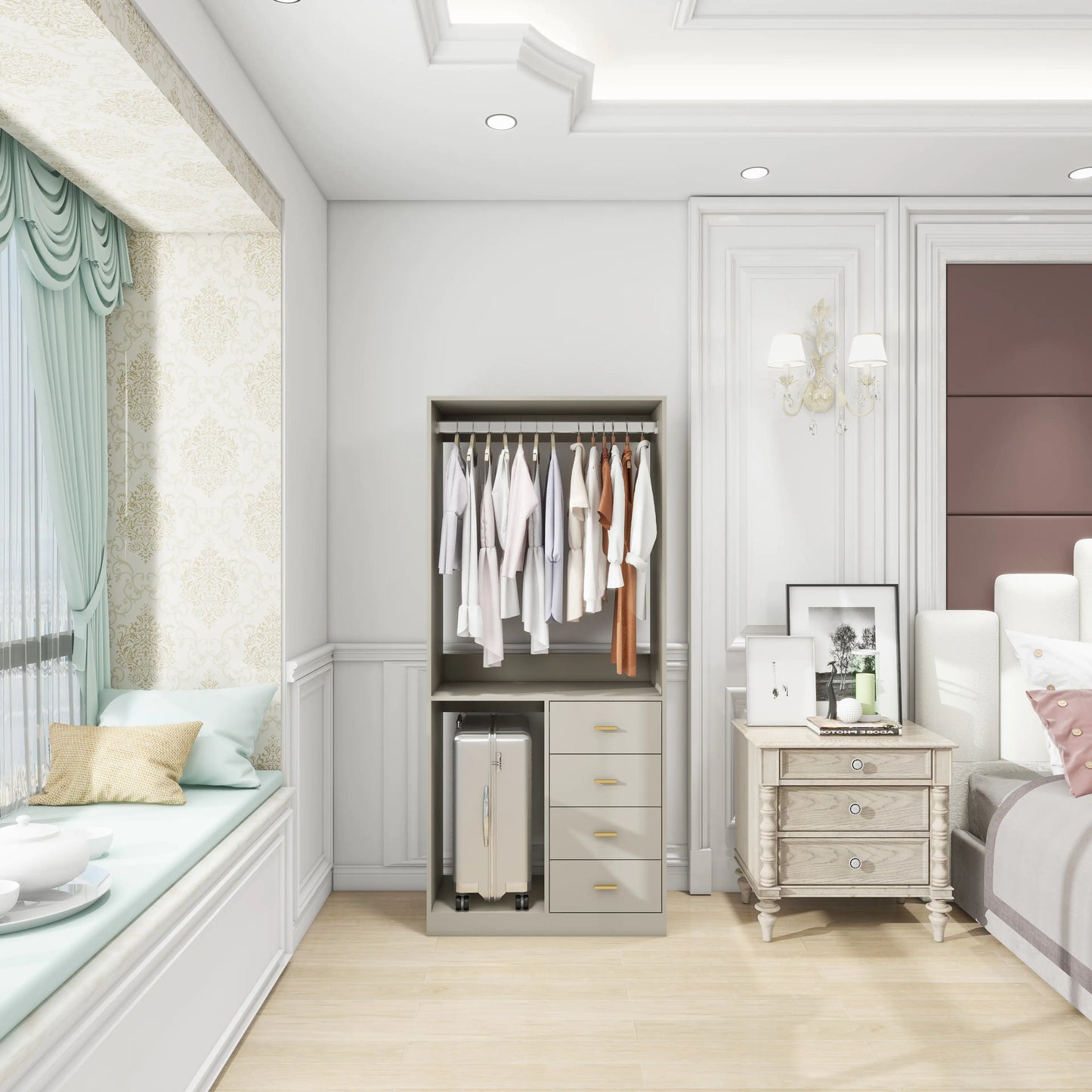 Walk-in closet organizer system - with 4 Drawers Closet Kit