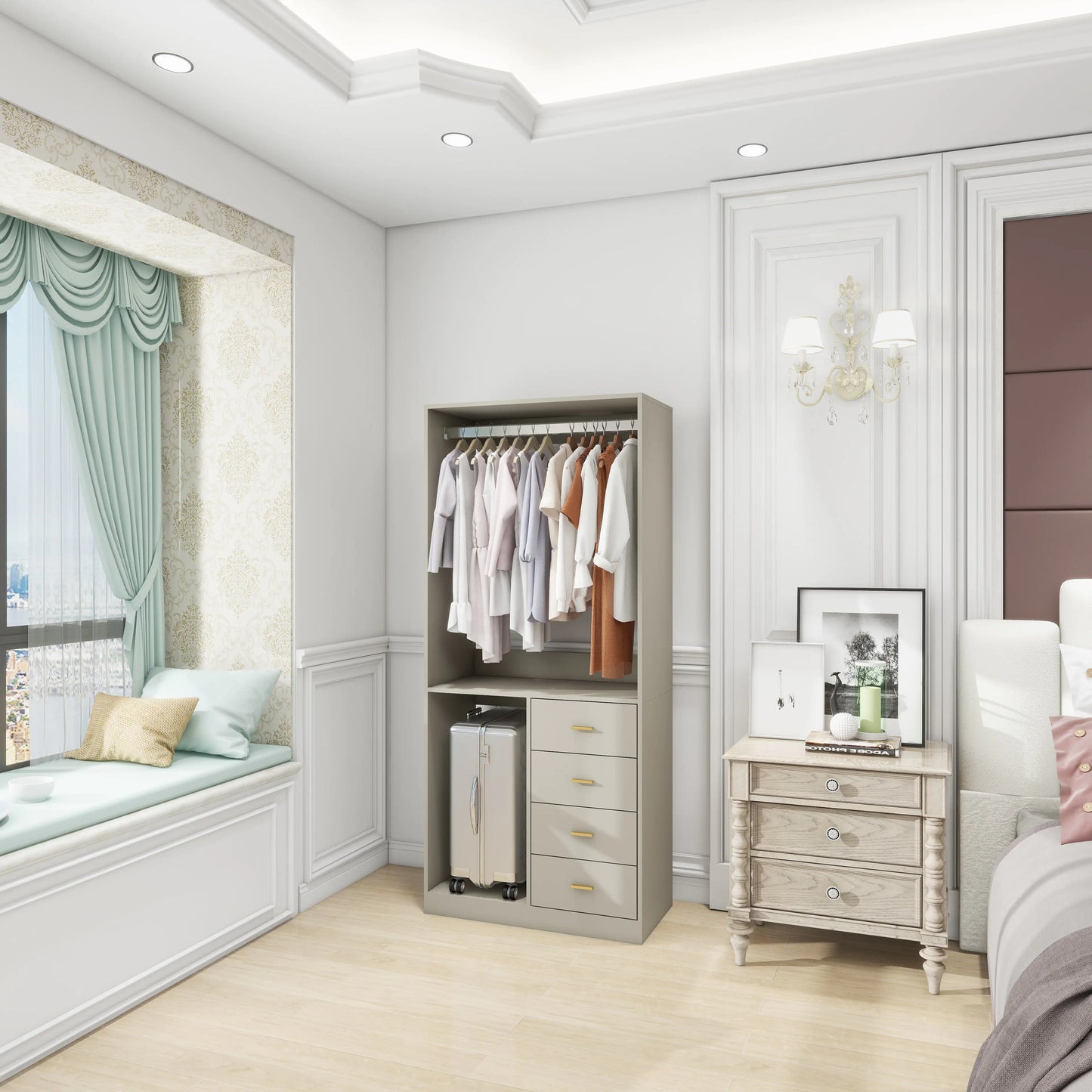 Walk-in closet organizer system - with 4 Drawers Closet Kit