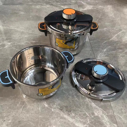 Pressure cooker 6L for induction and gas stoves with stainless steel finish and safety features