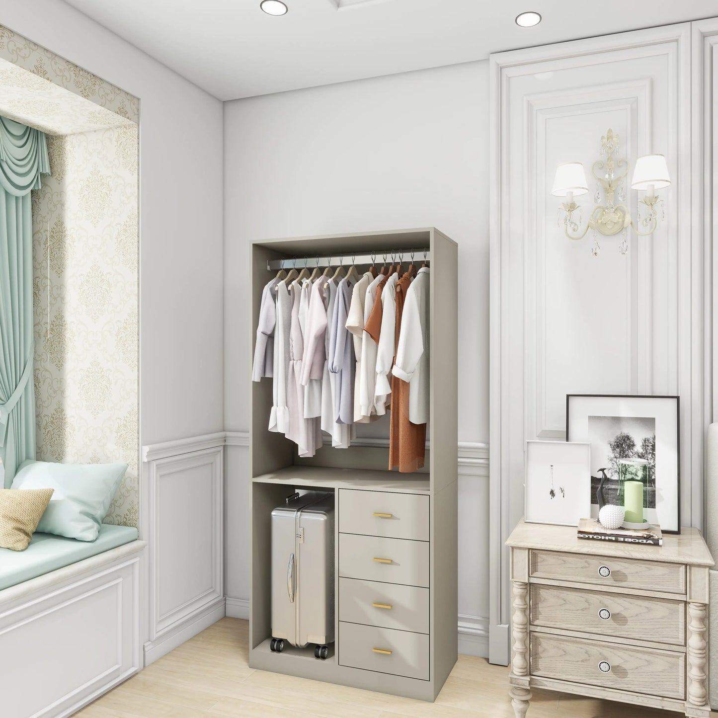 Walk-in closet organizer system - with 4 Drawers Closet Kit