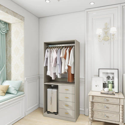 Walk-in closet organizer system - with 4 Drawers Closet Kit