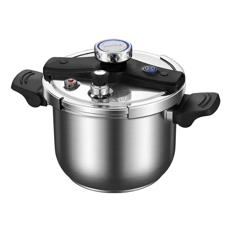 Pressure cooker 6L for induction and gas stoves with stainless steel finish and safety features
