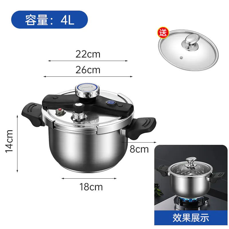 Pressure cooker 6L for induction and gas stoves with stainless steel finish and safety features