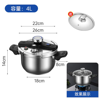 Pressure cooker 6L for induction and gas stoves with stainless steel finish and safety features